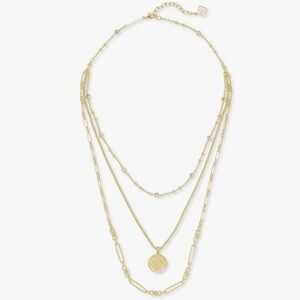 Kendra Scott Medallion Triple Strand  Necklace